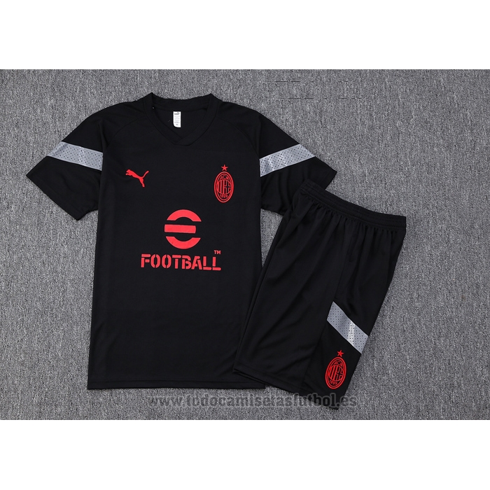 Chandal del AC Milan Manga Corta 2022-2023 Negro - Pantalon Corto